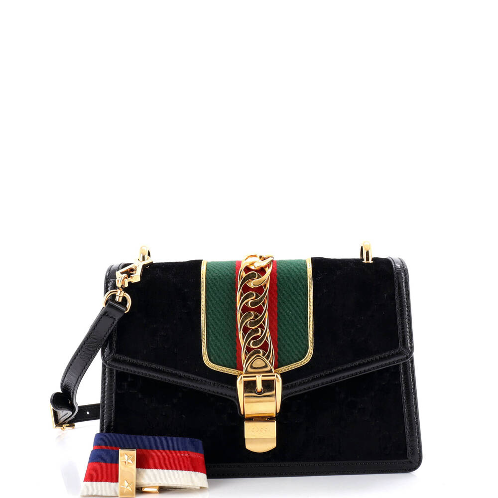 Gucci Sylvie Shoulder Bag Gg Velvet #201874G12B - Picture 2 of 8